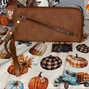 Free People Brown Wristlet Clutch